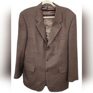 Vintage Jean-Paul Germain Brown Checkered Houndstooth Wool Blazer Size 42R